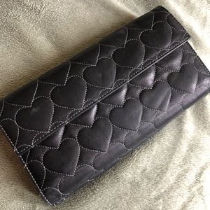 Black quilted leather Lovecat full size wallet